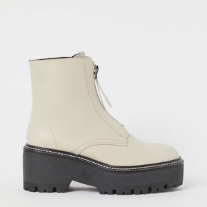 H&M Cream Platform Boots Sz 10